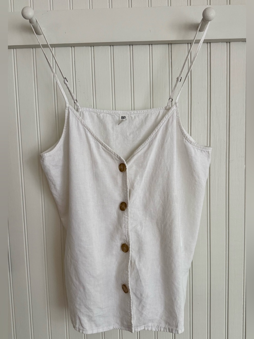 bp White Linen Blend Tank Top Size Small